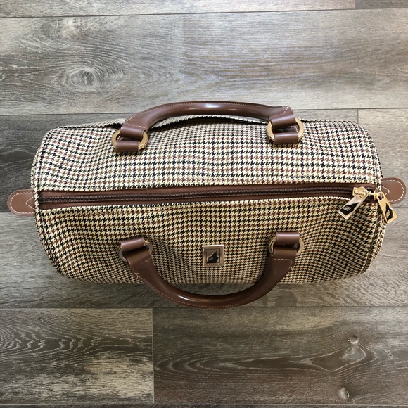 London Fog Chelsea Lites Houndstooth Travel Satchel Bag - Picture 8 of 13